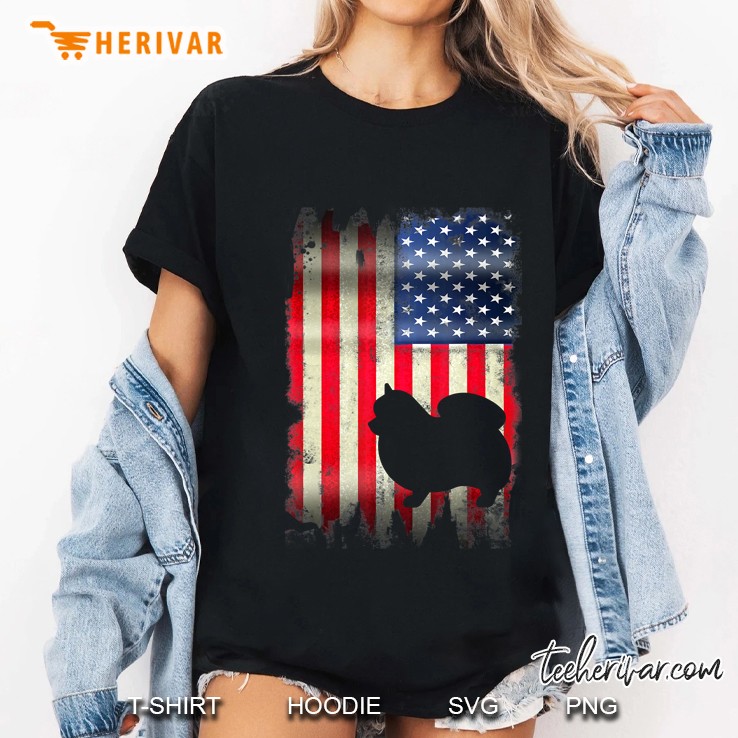 Pomeranian Dog Usa American Flag 4Th Of July Patriotic Ladies Tee