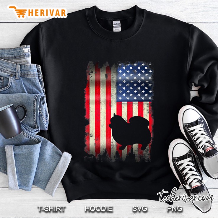 Pomeranian Dog Usa American Flag 4Th Of July Patriotic Sweatshirt