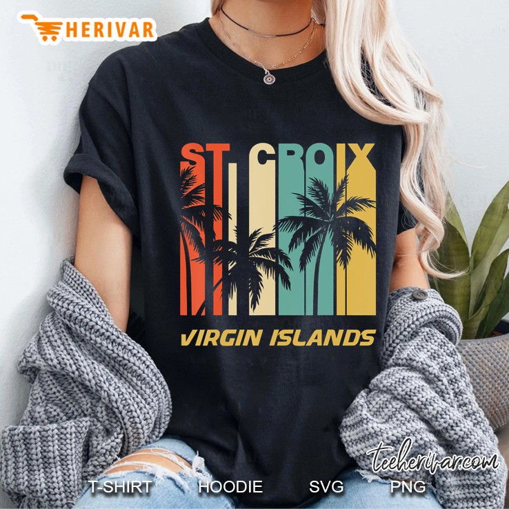 Retro St. Croix Virgin Islands Palm Trees Vacation Ladies Tee