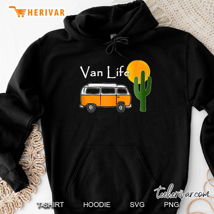 Van Life - Vintage Bus Camper Van In Desert Hoodie