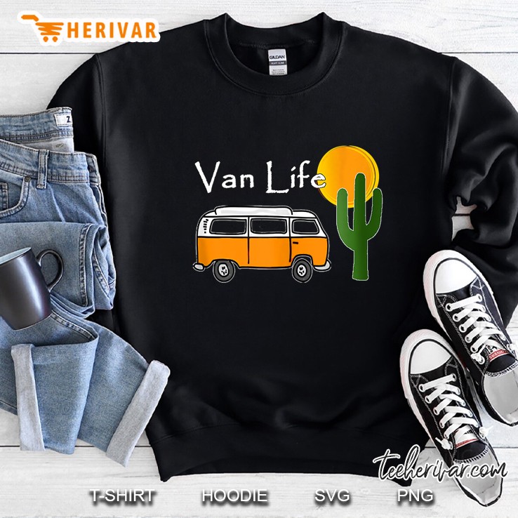 Van Life - Vintage Bus Camper Van In Desert Sweatshirt