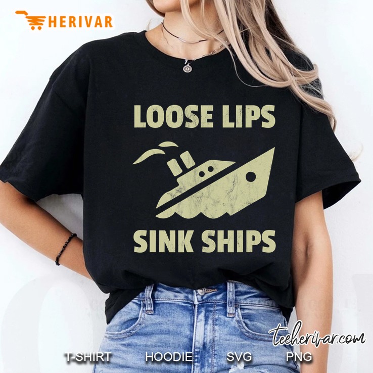 Vintage Loose Lips Sink Ships Ladies Tee