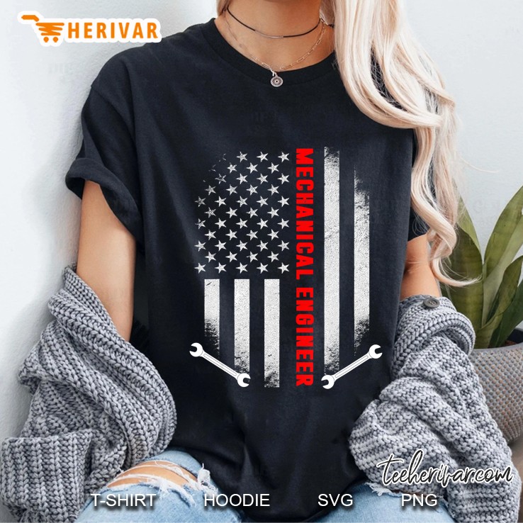 Vintage Mechanical Engineer American Flag Gift Ladies Tee