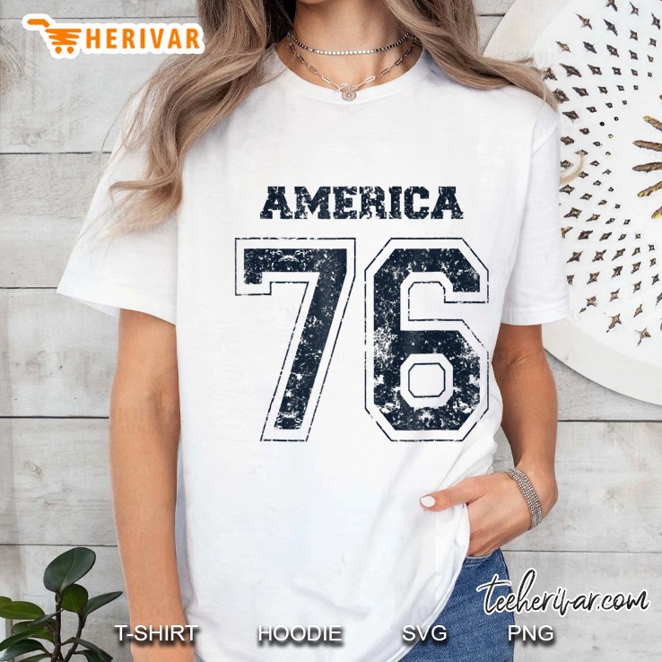 America 76 Football Jersey-Style Patriotic Ladies Tee