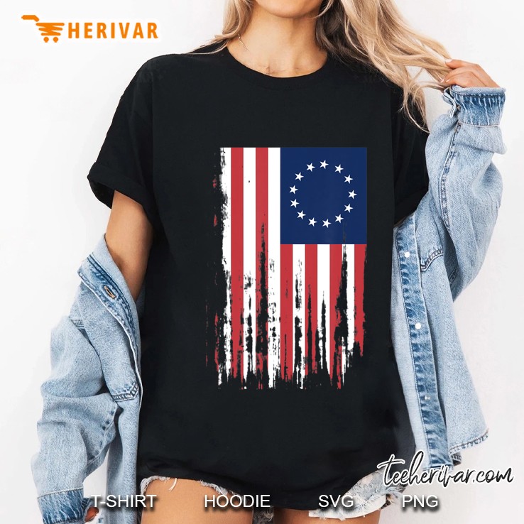 4Th Of July Betsy Ross 13 Colonies American Flag Ladies Tee