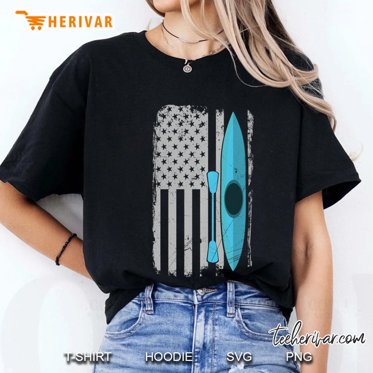 American Flag Kayak Distressed Outrigger Canoe Pullover Ladies Tee