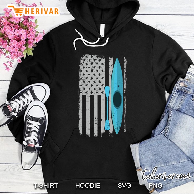 American Flag Kayak Distressed Outrigger Canoe Pullover Hoodie