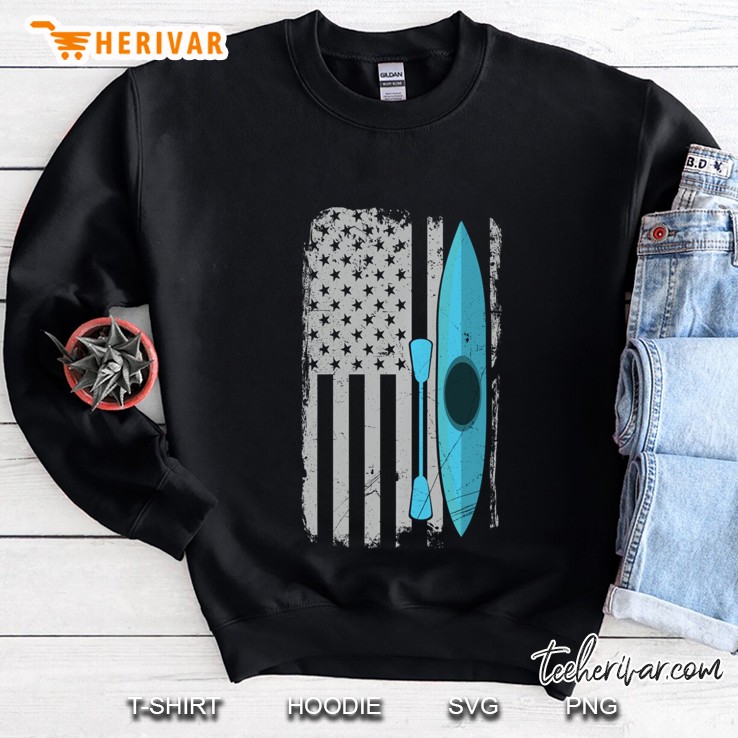 American Flag Kayak Distressed Outrigger Canoe Pullover Sweatshirt