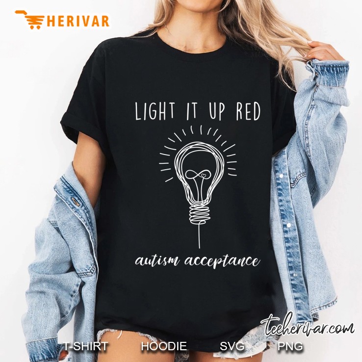 Autism Acceptance Shirt Light It Up Red Redinstead Ladies Tee