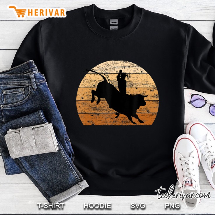 Bull Riding Shades Of Brown Retro Style Sweatshirt