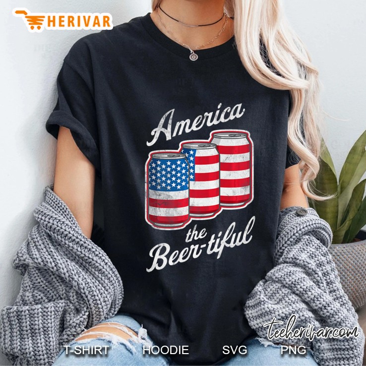 Patriotic American Flag Shirt America The Beer-Tiful Hoodie