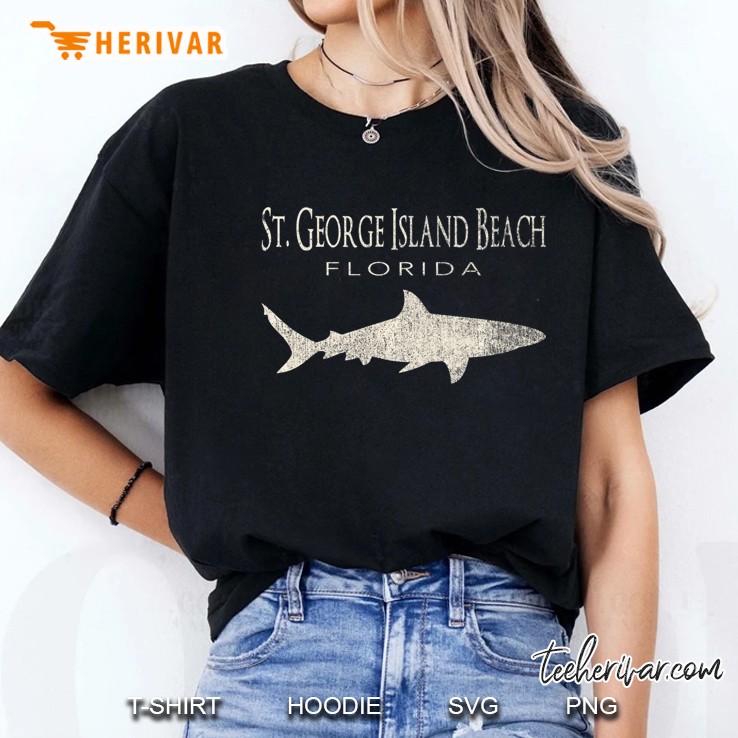 Retro St. George Island Beach Fl Shark Ladies Tee
