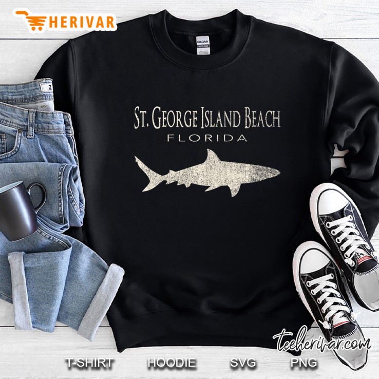 Retro St. George Island Beach Fl Shark Sweatshirt