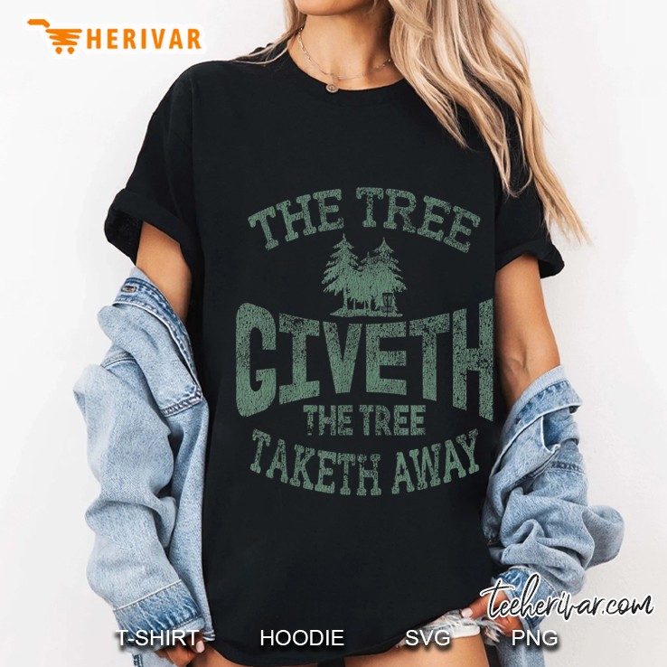 Tree Giveth And Taketh Away Disc Golf Distressed Ladies Tee