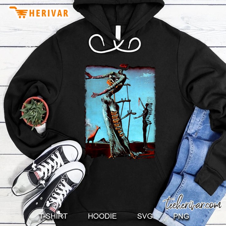 Dali Burning Giraffe Surreal Art Lover Gift Slim Fit Hoodie