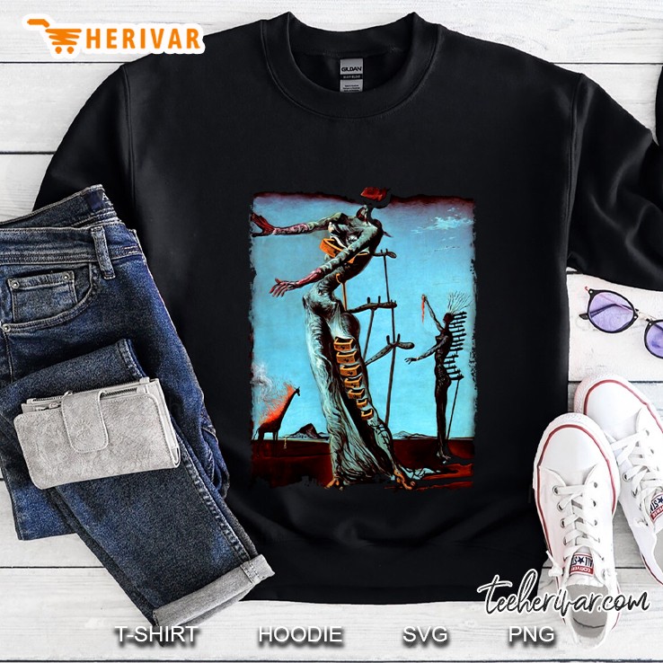 Dali Burning Giraffe Surreal Art Lover Gift Slim Fit Sweatshirt
