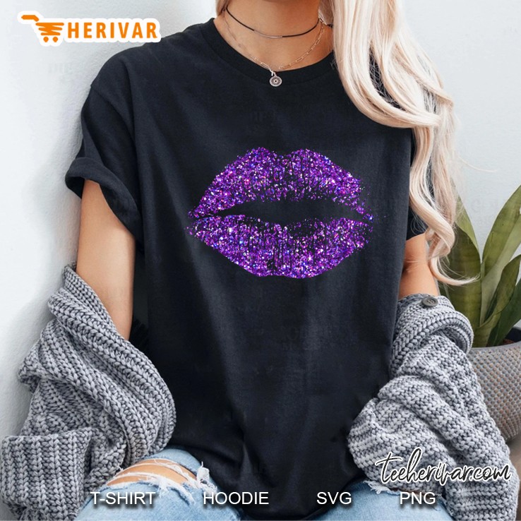 Stylish Purple Glitter Lips Classic Hoodie