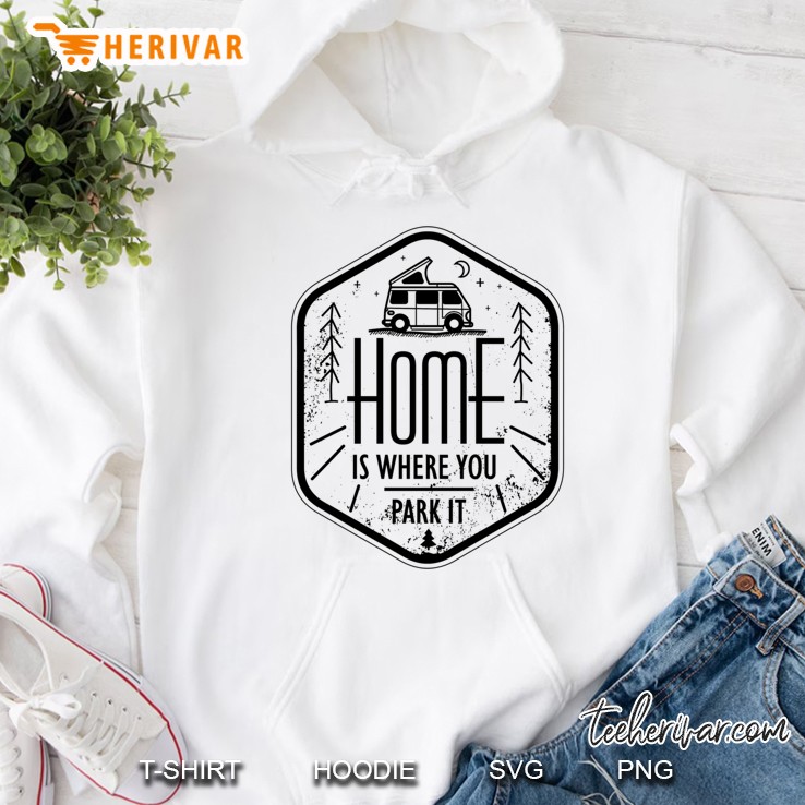 Home Is Where You Park It Vanlife Camper Art Black On White Classic Mugs