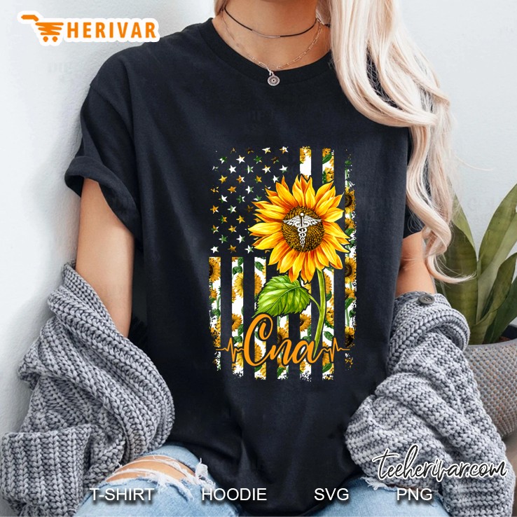 CNA Heartbeat Sunflower American Flag Version Hoodie