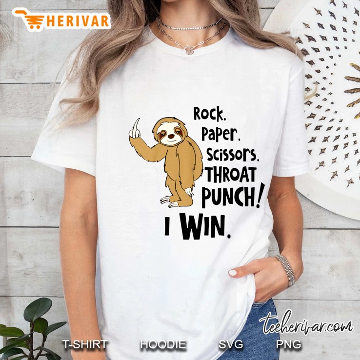 Rock Paper Scissors Throat Punch I Win Sloth Version2 Ladies Tee