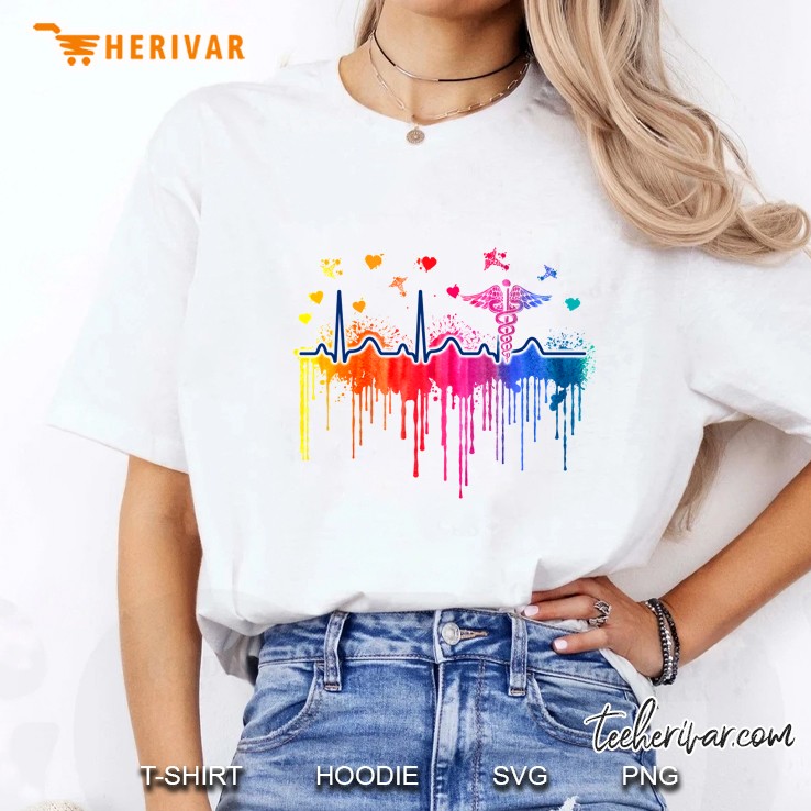 CNA Certified Nursing Assistant Heartbeat Colorful Version Ladies Tee