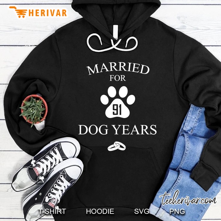 Married For 91 Dog Years 13Th Wedding Anniversary Hoodie