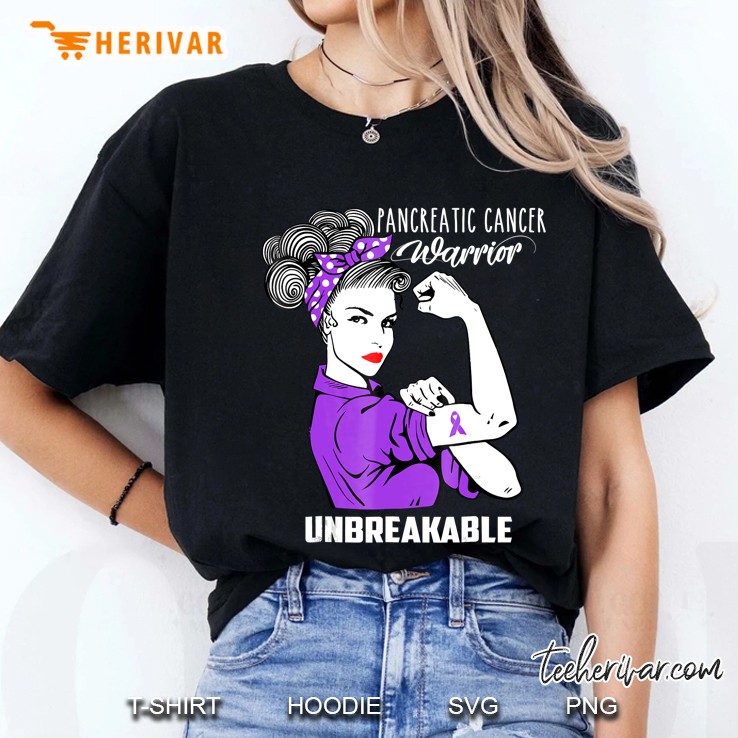 Pancreatic Cancer Warrior Unbreakable Shirt Awareness Gift Ladies Tee