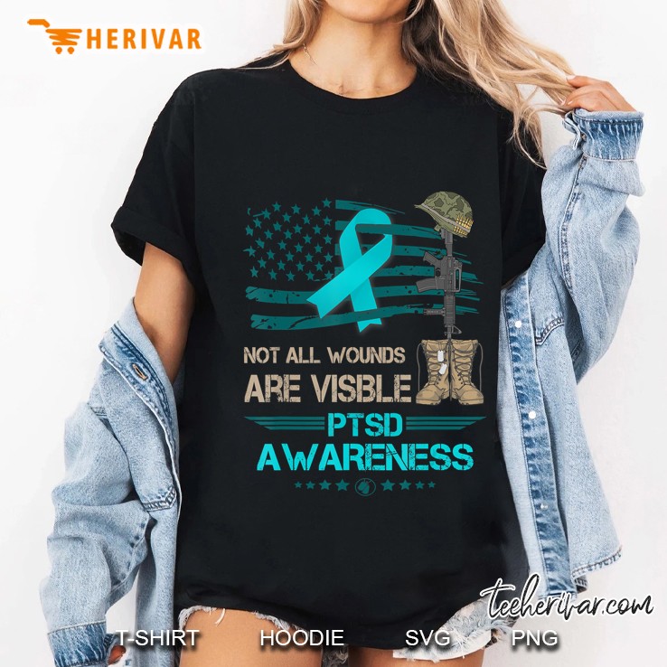 Patriotic Military Ptsd Awareness Tshirt Veterans Suuport Ladies Tee