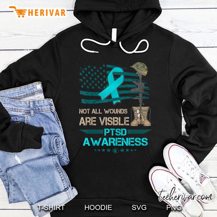 Patriotic Military Ptsd Awareness Tshirt Veterans Suuport Hoodie
