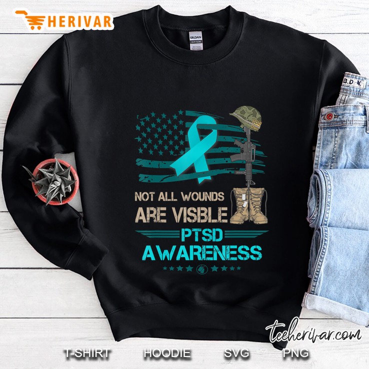 Patriotic Military Ptsd Awareness Tshirt Veterans Suuport Sweatshirt