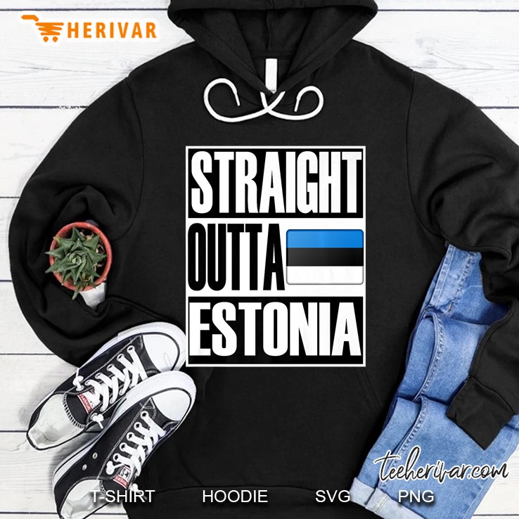 Straight Outta Estonia Gift Flag Pride Premium Hoodie