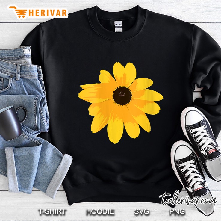 Womens Black Eyed Susan - Large Yellow Daisy Flower Print Sweatshirt