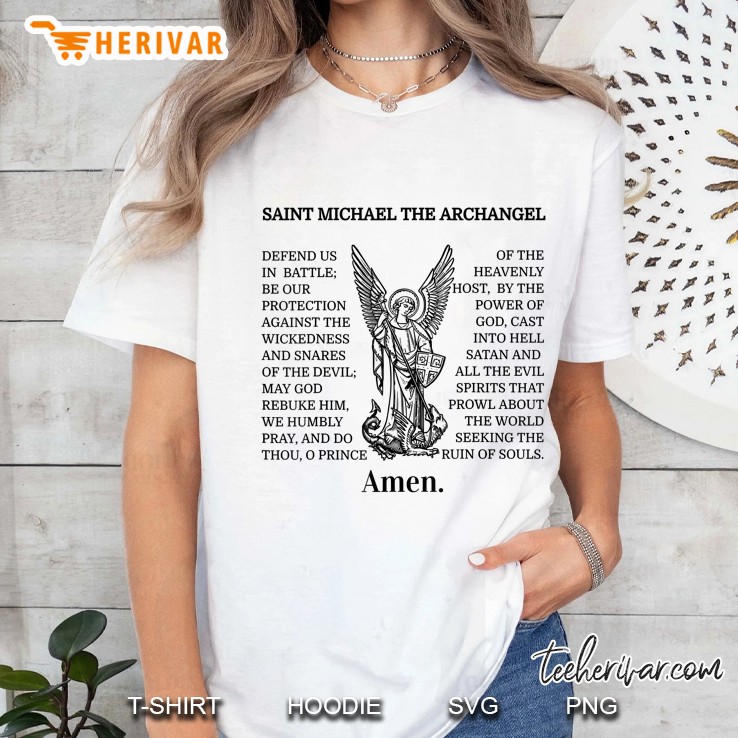 Saint St Michael Prayer Catholic Archangel Christian Ladies Tee