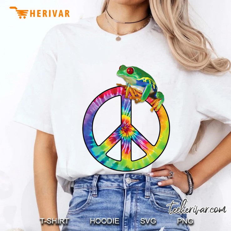 Tie-Dye Peace Sign Tree Frog Cute Funny Colorful Hoodie