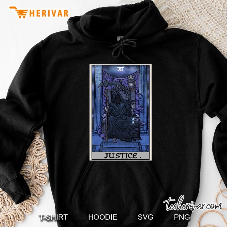 Justice Tarot Card Grim Reaper Halloween Gothic Clothing Hoodie