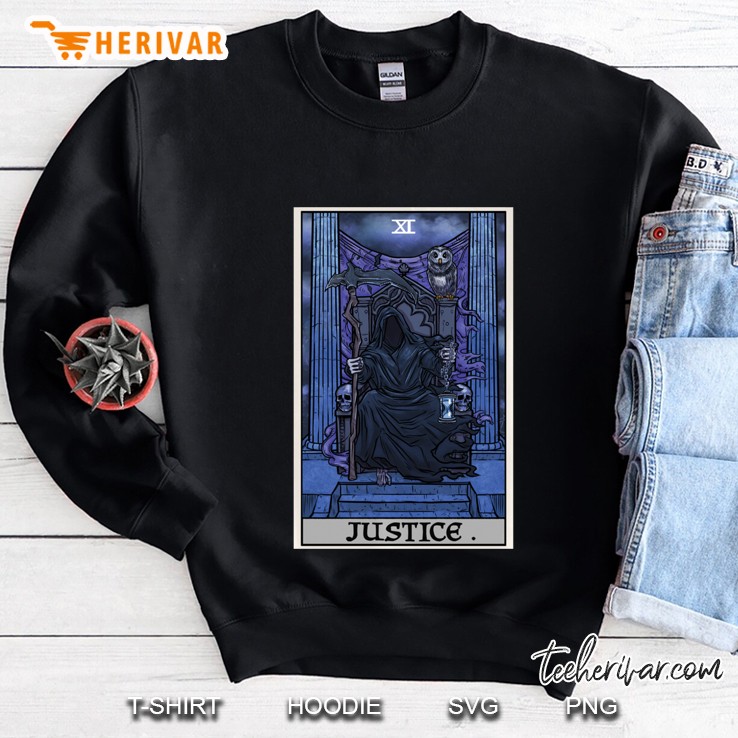 Justice Tarot Card Grim Reaper Halloween Gothic Clothing Sweatshirt