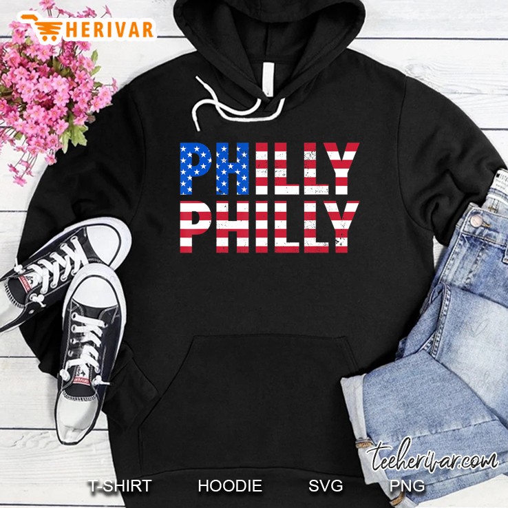 Philly Usa Flag July 4Th Hoodie