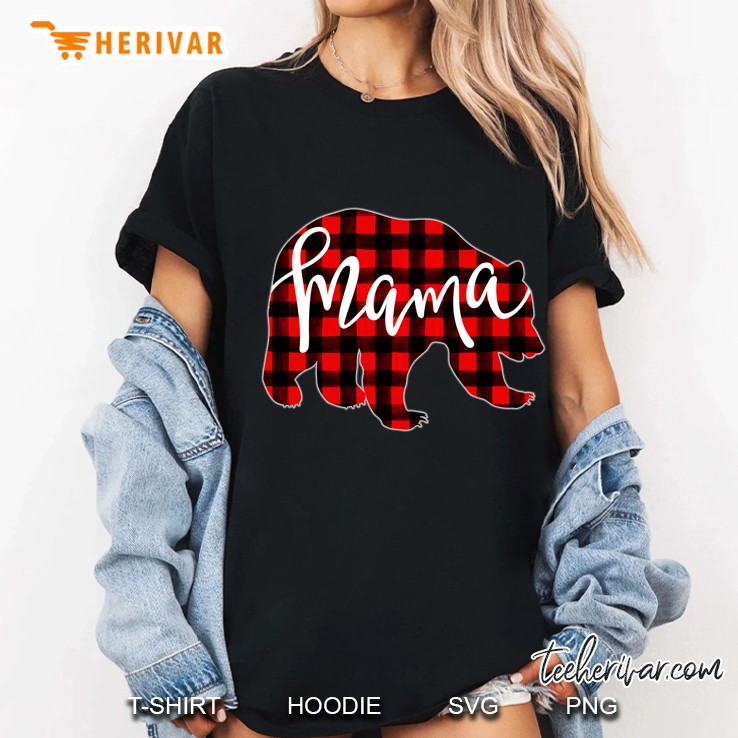 Red Plaid Mama Bear Matching Pajama Family Buffalo Ma Ladies Tee