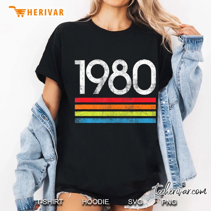 Vintage 1980 Chest Stripe 40Th Birthday Top Hoodie