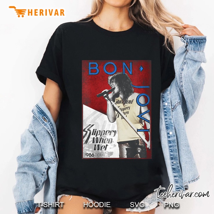 Womens Bon Jovi 86 Tour V-Neck Ladies Tee