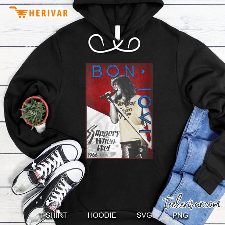 Womens Bon Jovi 86 Tour V-Neck Hoodie