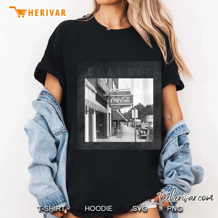 Womens Coca-Cola Vintage Store Front Sign Photograph V-Neck Ladies Tee