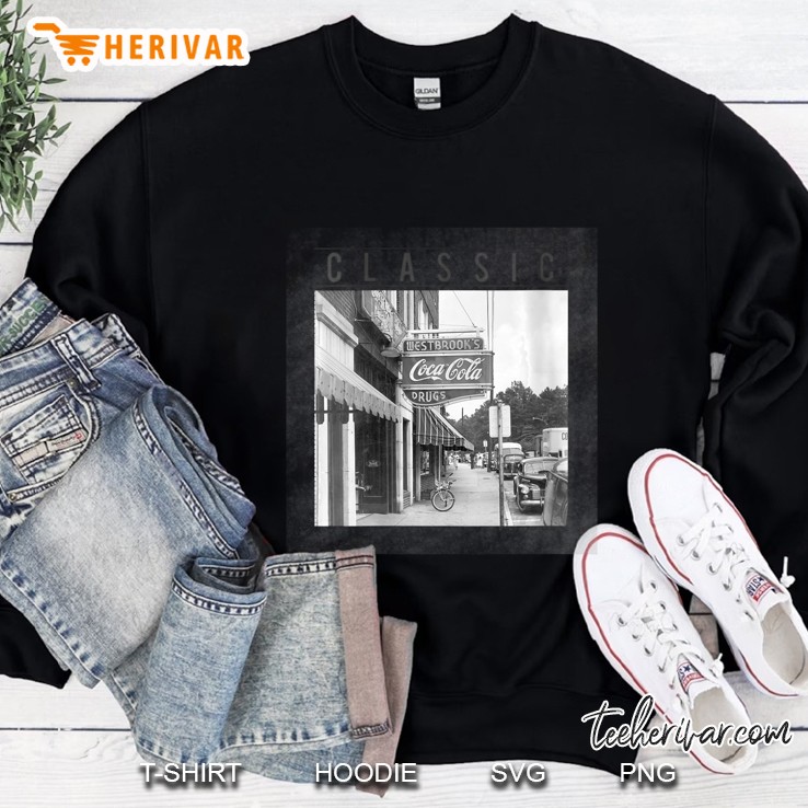 Womens Coca-Cola Vintage Store Front Sign Photograph V-Neck Sweatshirt