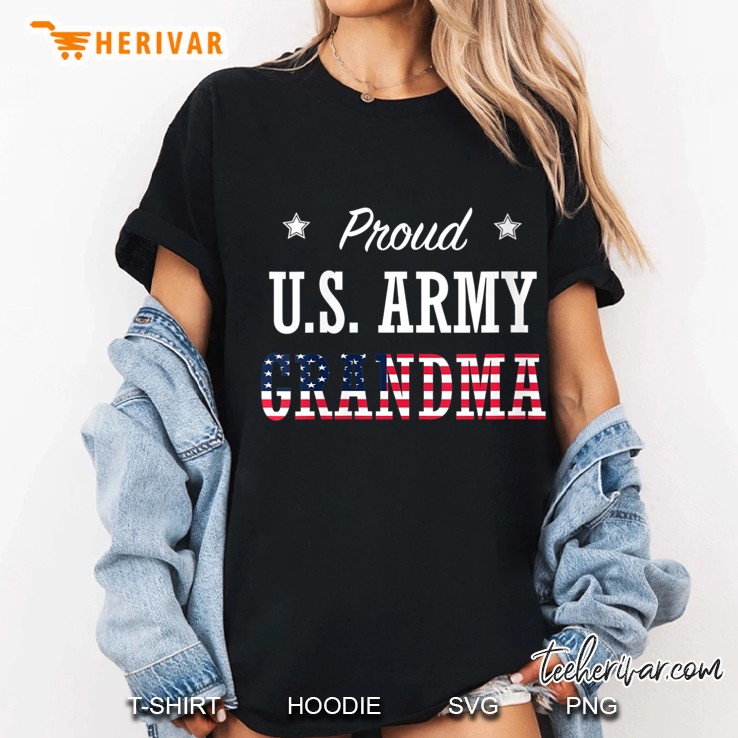 Womens Proud U.S. Army Grandma V-Neck Hoodie