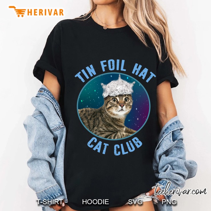 Tin Foil Hat Cat Club Conspiracy Theory Kitty Space Funny Classic Ladies Tee