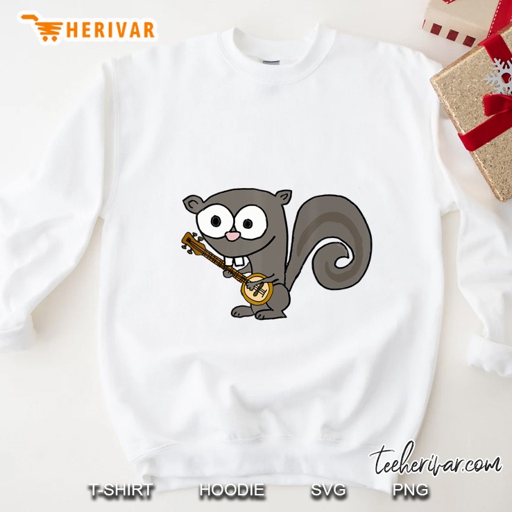 Smiletodaytees Funny Grey Squirrel Playing Banjo Sweatshirt