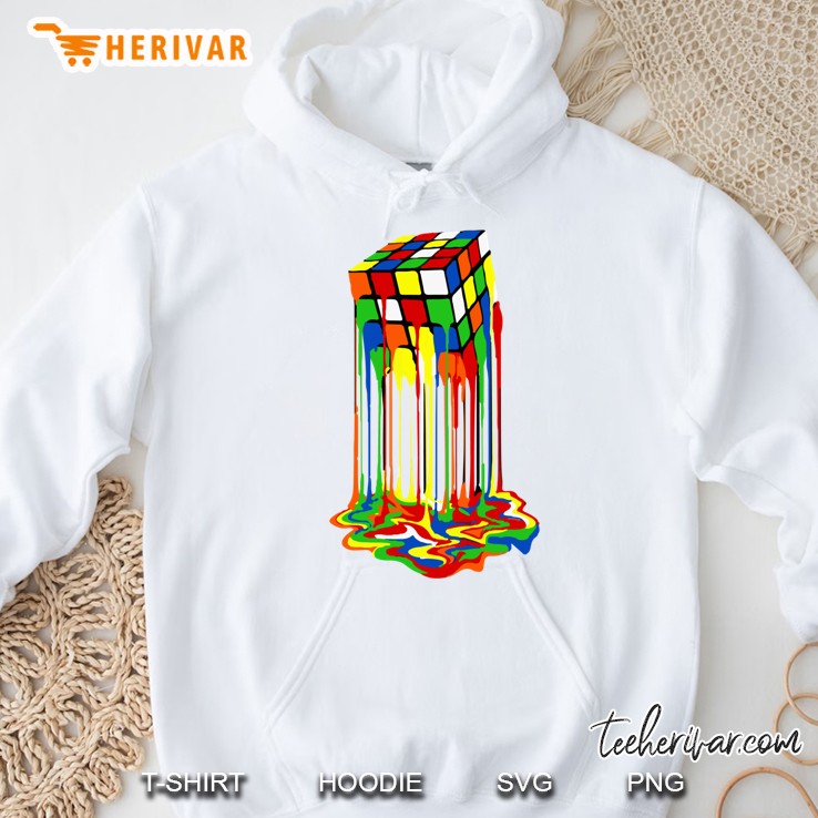 Melting Rubiks Cube Slim Fit Hoodie