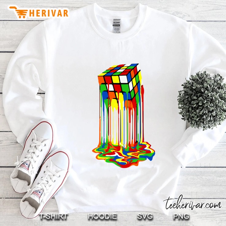Melting Rubiks Cube Slim Fit Sweatshirt