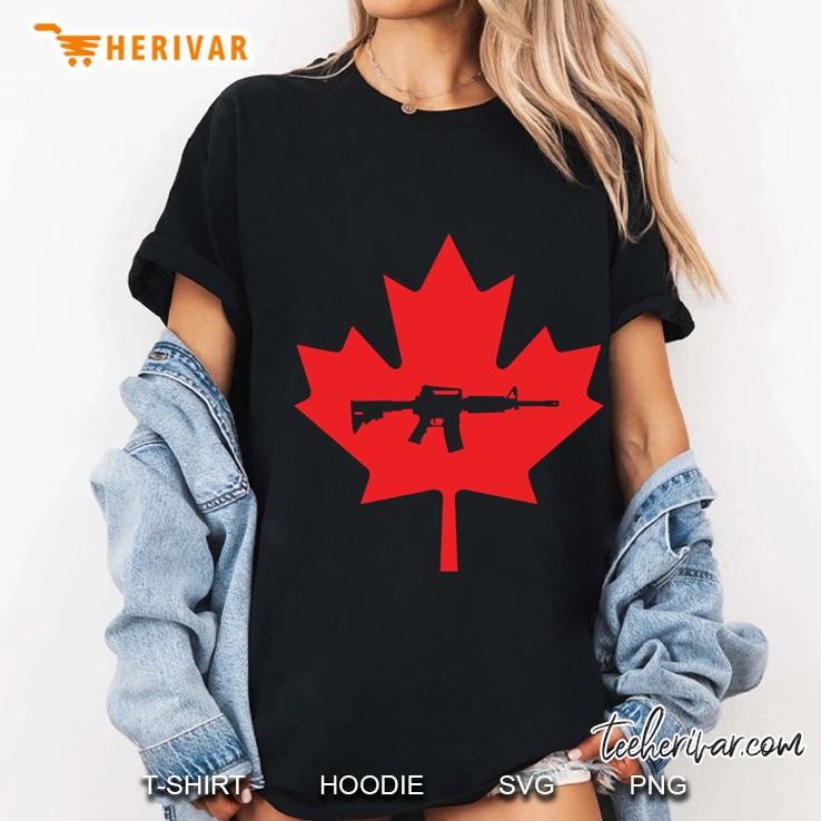Canadian Maple Leaf Flag Gun Ladies Tee