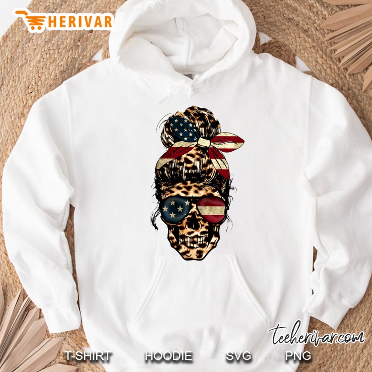 Leopard Skin Skull American Flag Hoodie